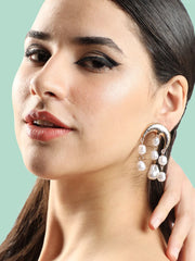 Gold Plated Party Designer Stone Drop Earring