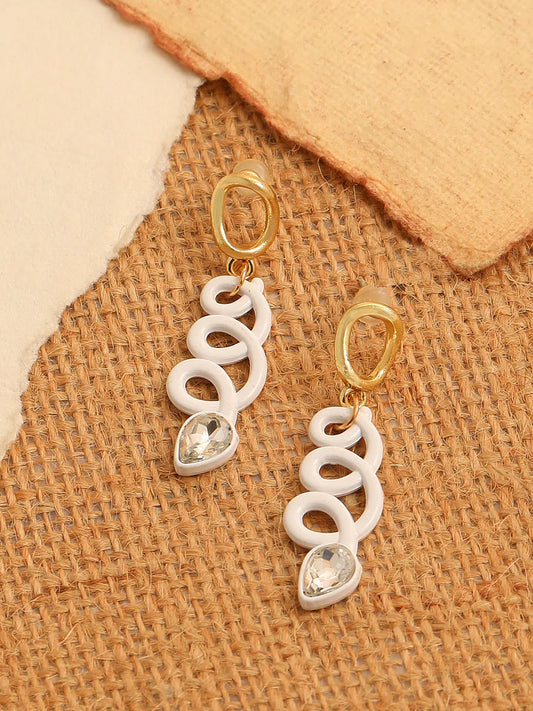 Gold Plated Casual Designer Stone Drop Earring