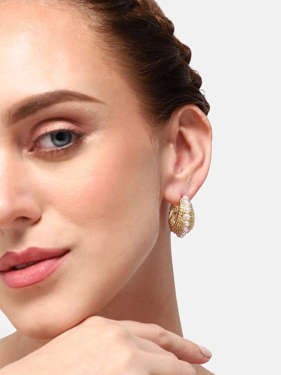 Gold Plated Party Pearls Drop Earring