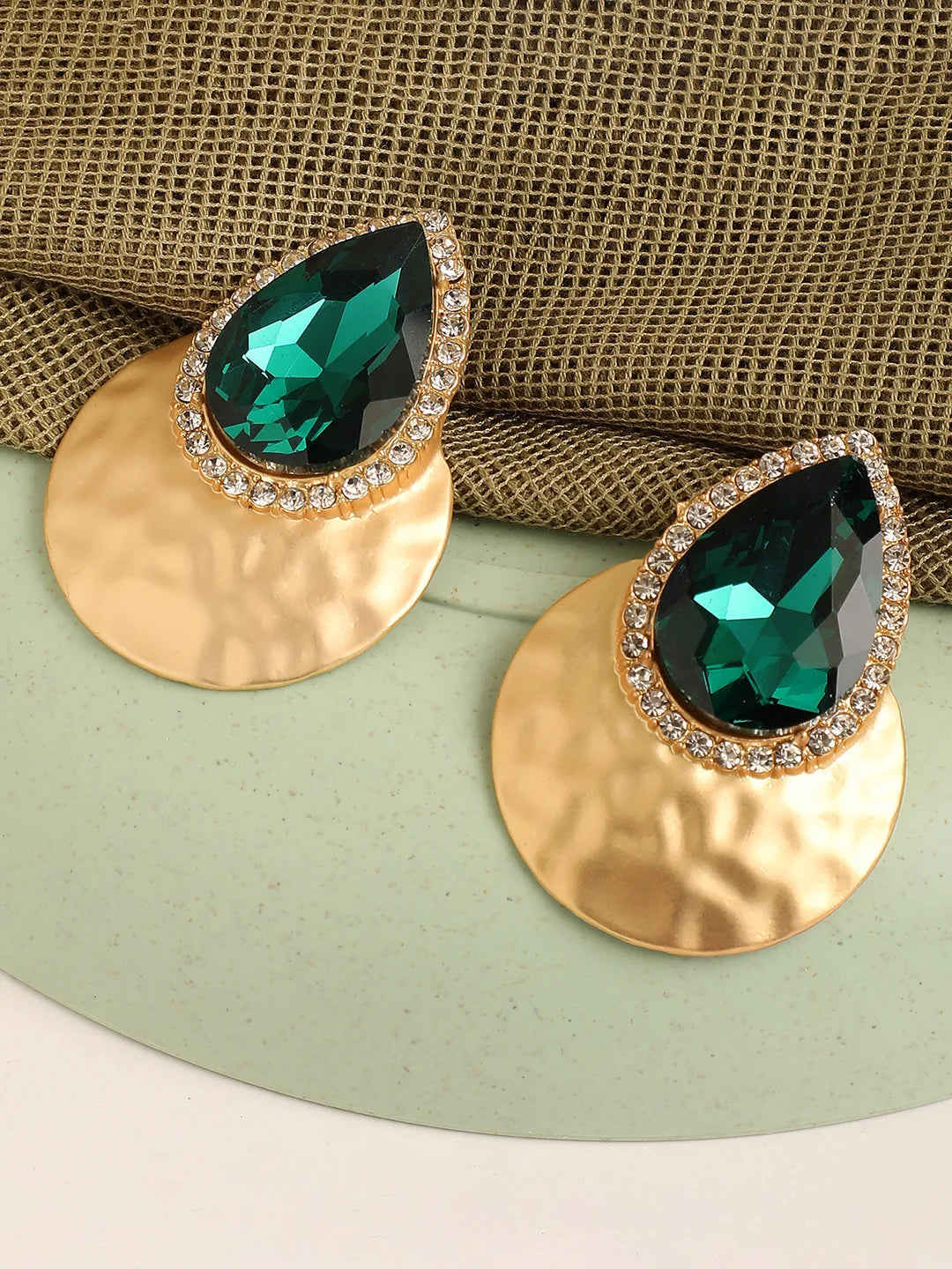 Gold Plated Designer Stone Drop Earring