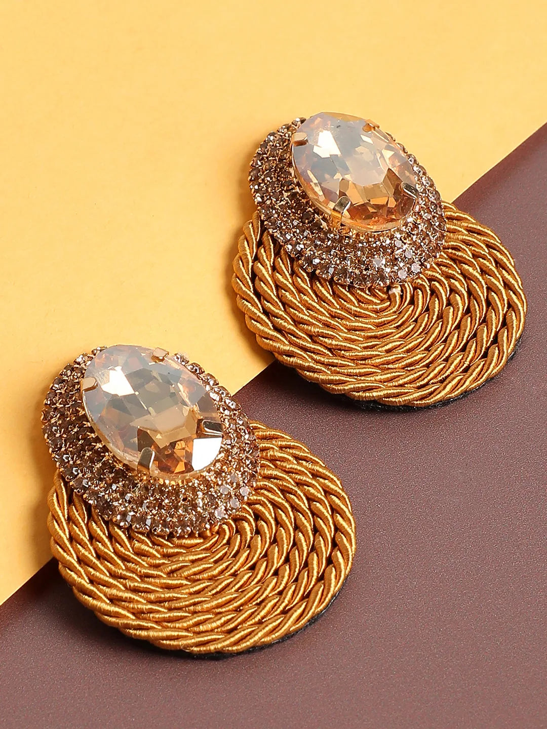 Gold Plated Designer Stone Drop Earring