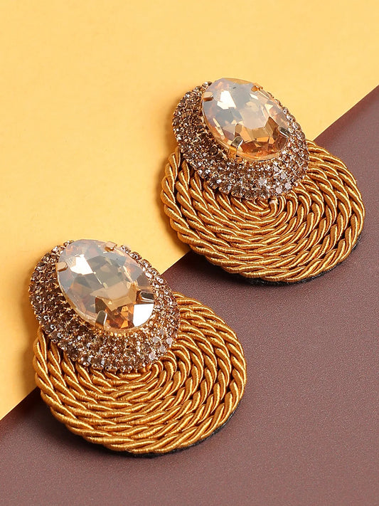 Gold Plated Designer Stone Drop Earring