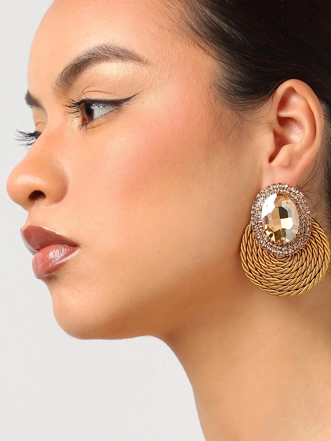 Gold Plated Designer Stone Drop Earring