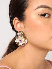 Gold Plated Designer Stone Drop Earring