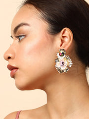 Gold Plated Designer Stone Drop Earring