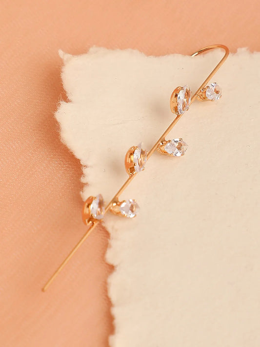 Gold Plated Designer Stone Ear Cuffs