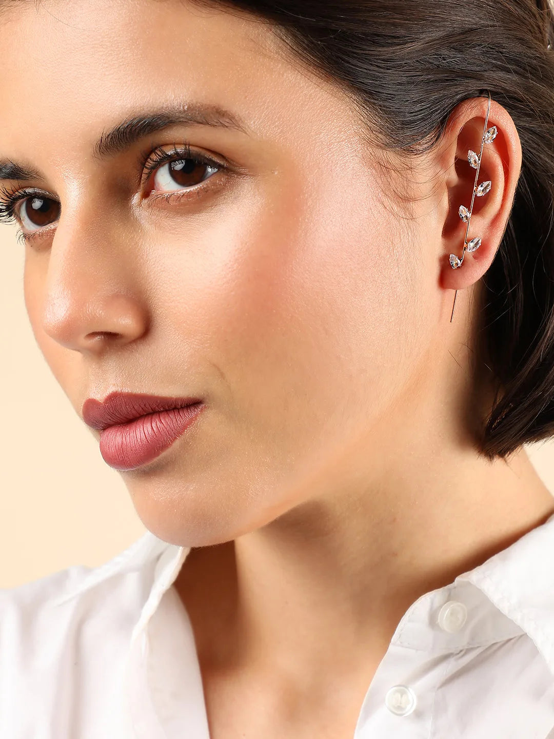 Gold Plated Designer Stone Ear Cuffs