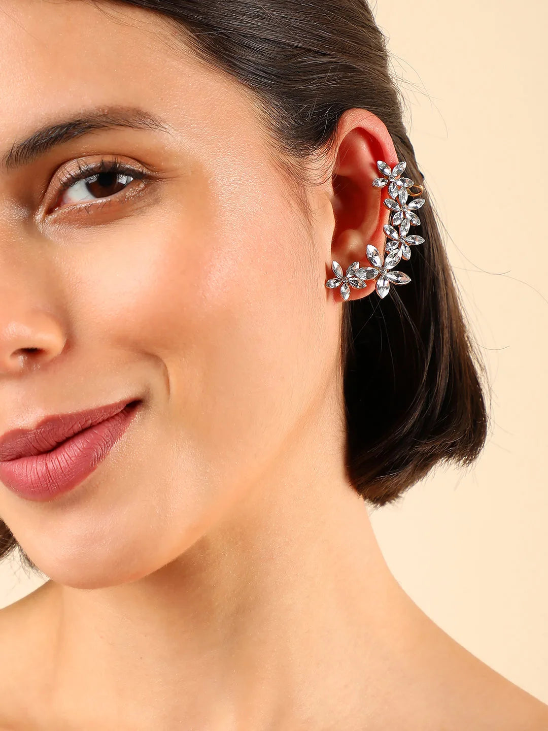 Gold Plated Designer Stone Ear Cuffs