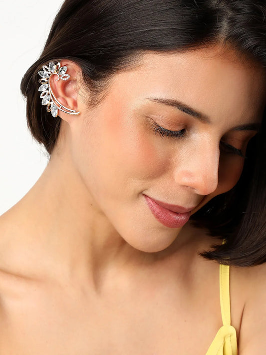 Gold Plated Designer Stone Ear Cuffs