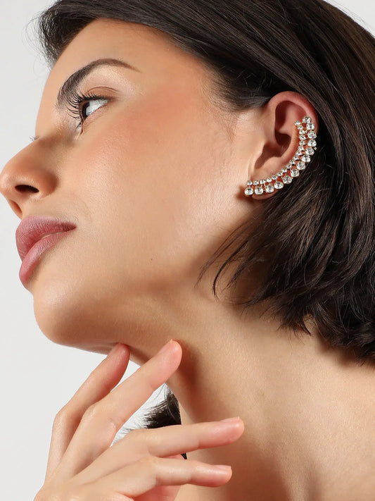 Gold Plated Designer Stone Ear Cuffs