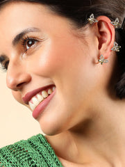 Gold Plated Designer Stone Ear Cuffs