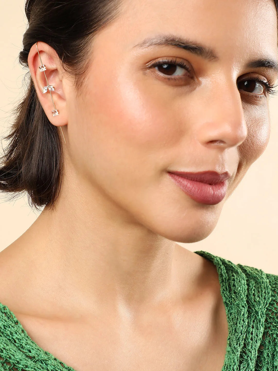 Gold Plated Designer Stone Ear Cuffs