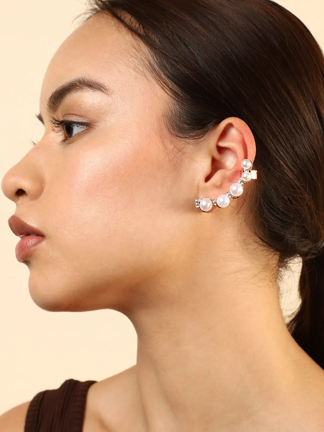 Gold Plated Pearls Ear Cuffs