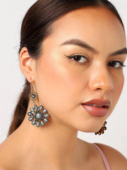 Gold Plated Designer Stone Drop Earring