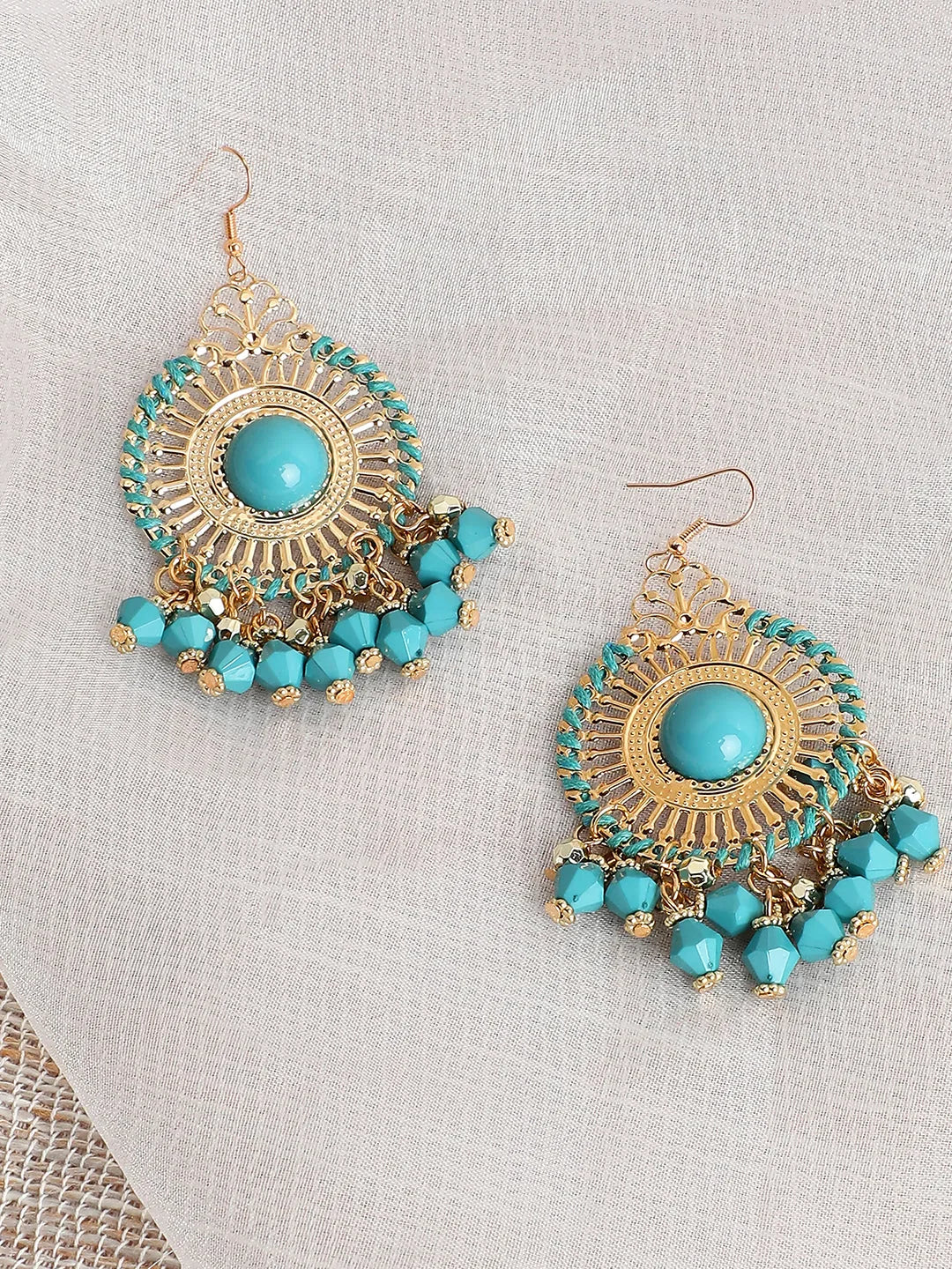 Gold Plated Designer Stone Drop Earring