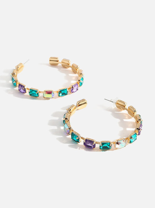 Gold Plated Designer Stone Hoop Earring