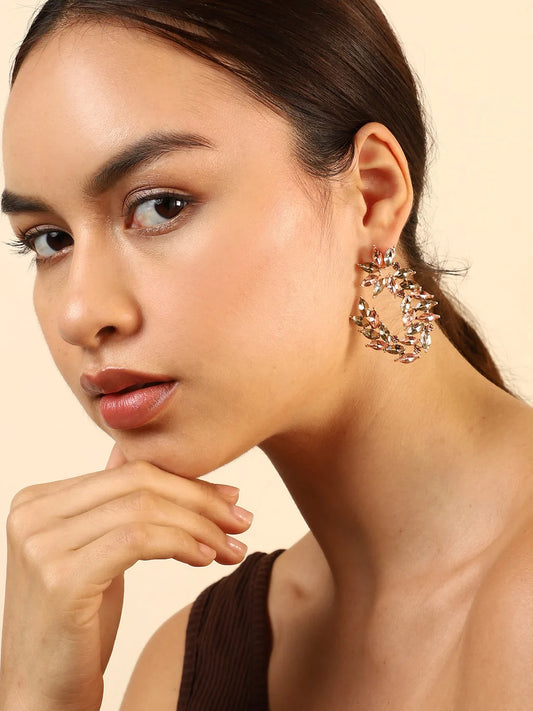 Gold Plated Designer Stone Stud