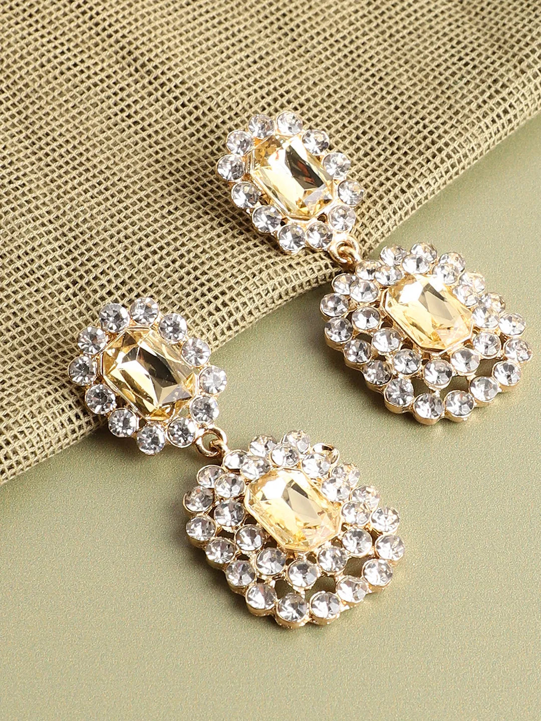 Gold Plated Designer Stone Drop Earring