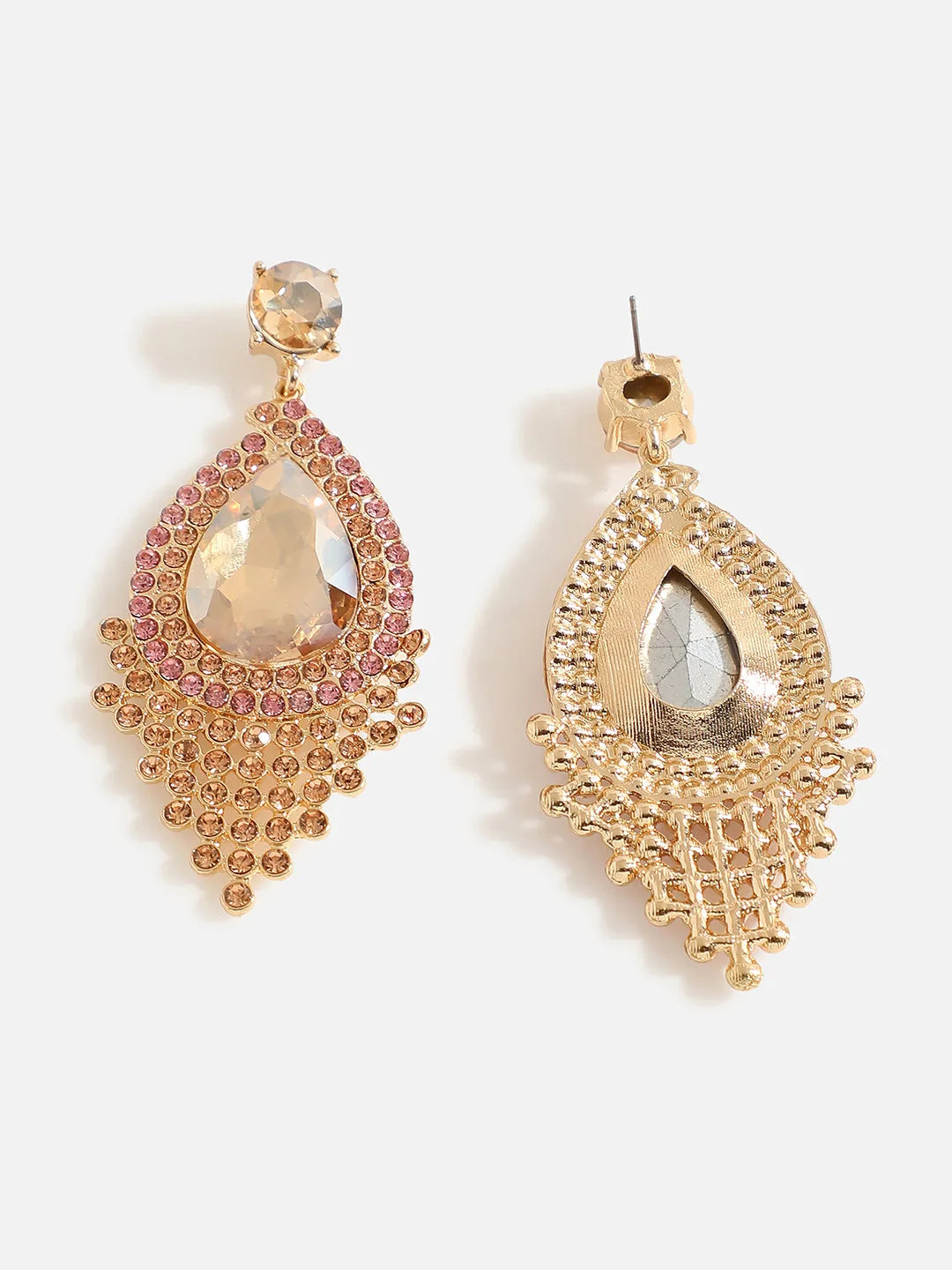 Gold Plated Designer Stone Drop Earring