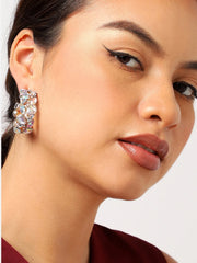 Gold Plated Designer Stone Hoop Earring