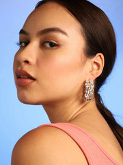 Gold Plated Designer Stone Hoop Earring