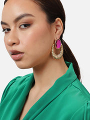 Gold Plated Party Designer Stone Drop Earring