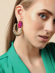 Gold Plated Party Designer Stone Drop Earring