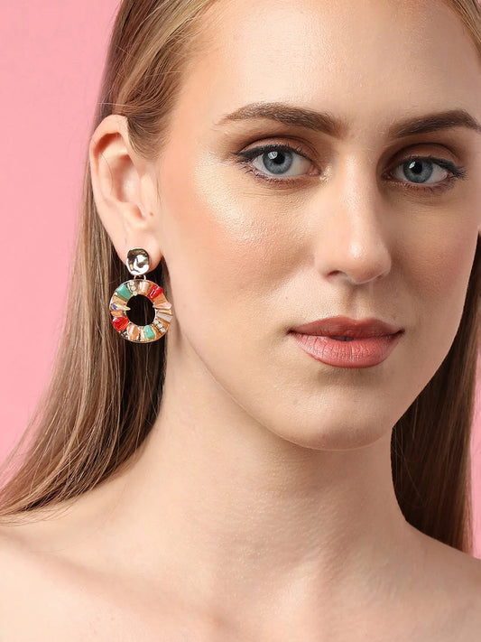 Gold Plated Party Designer Stone Drop Earring