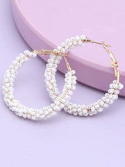 Gold Plated Party Beaded Hoop Earring