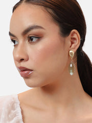 Gold Plated Party Designer Stone Drop Earring