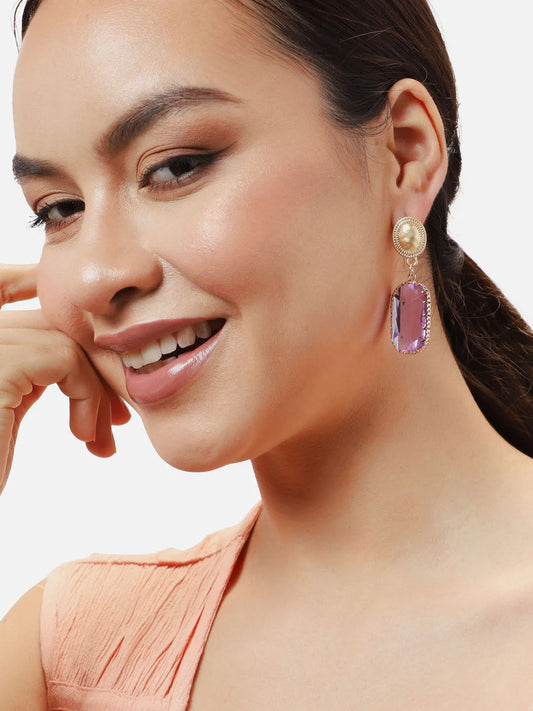 Gold Plated Party Designer Stone Drop Earring