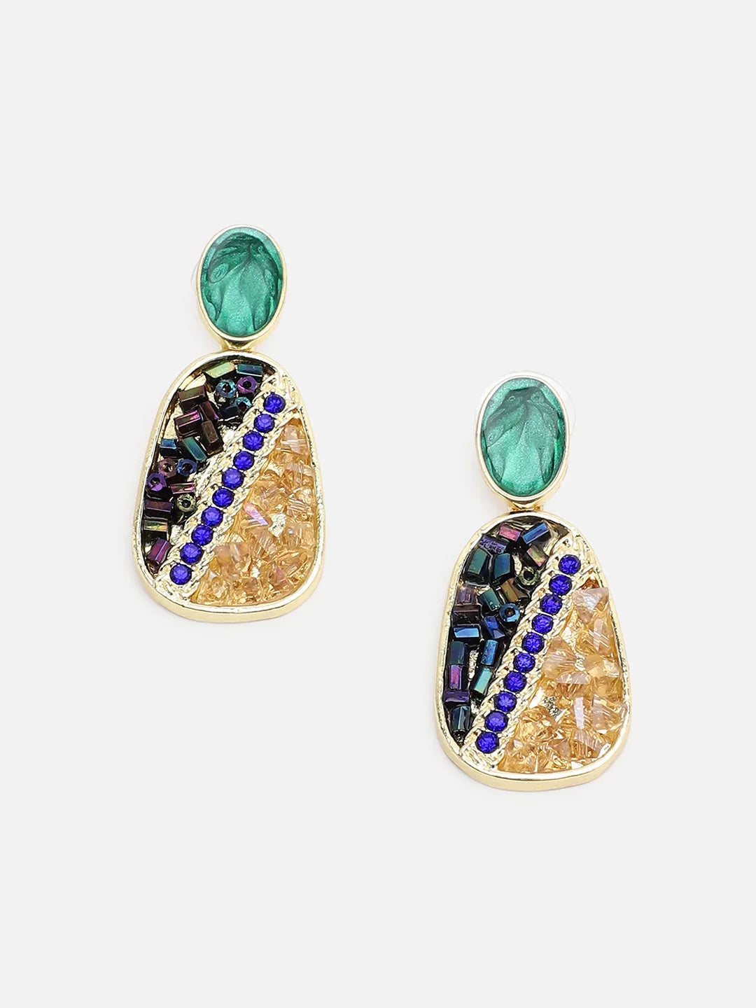 Gold Plated Party Designer Stone Drop Earring