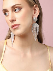 Silver Plated Party Designer Stone Drop Earring