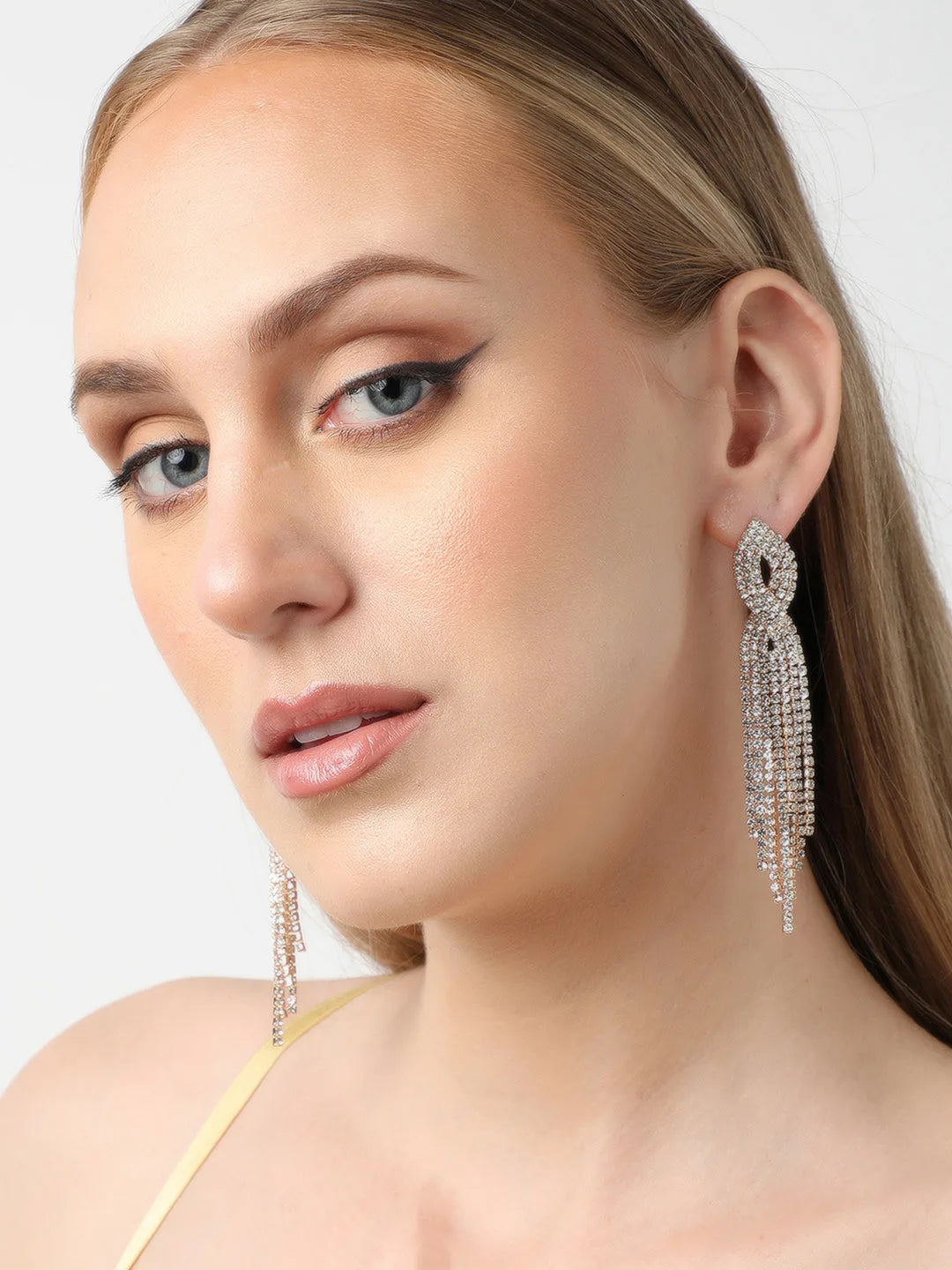 Silver Plated Party Designer Stone Drop Earring