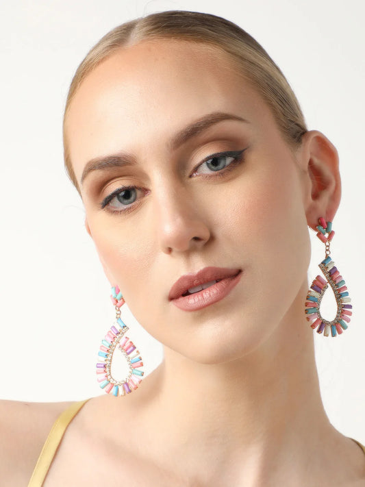 Gold Plated Party Designer Stone Drop Earring