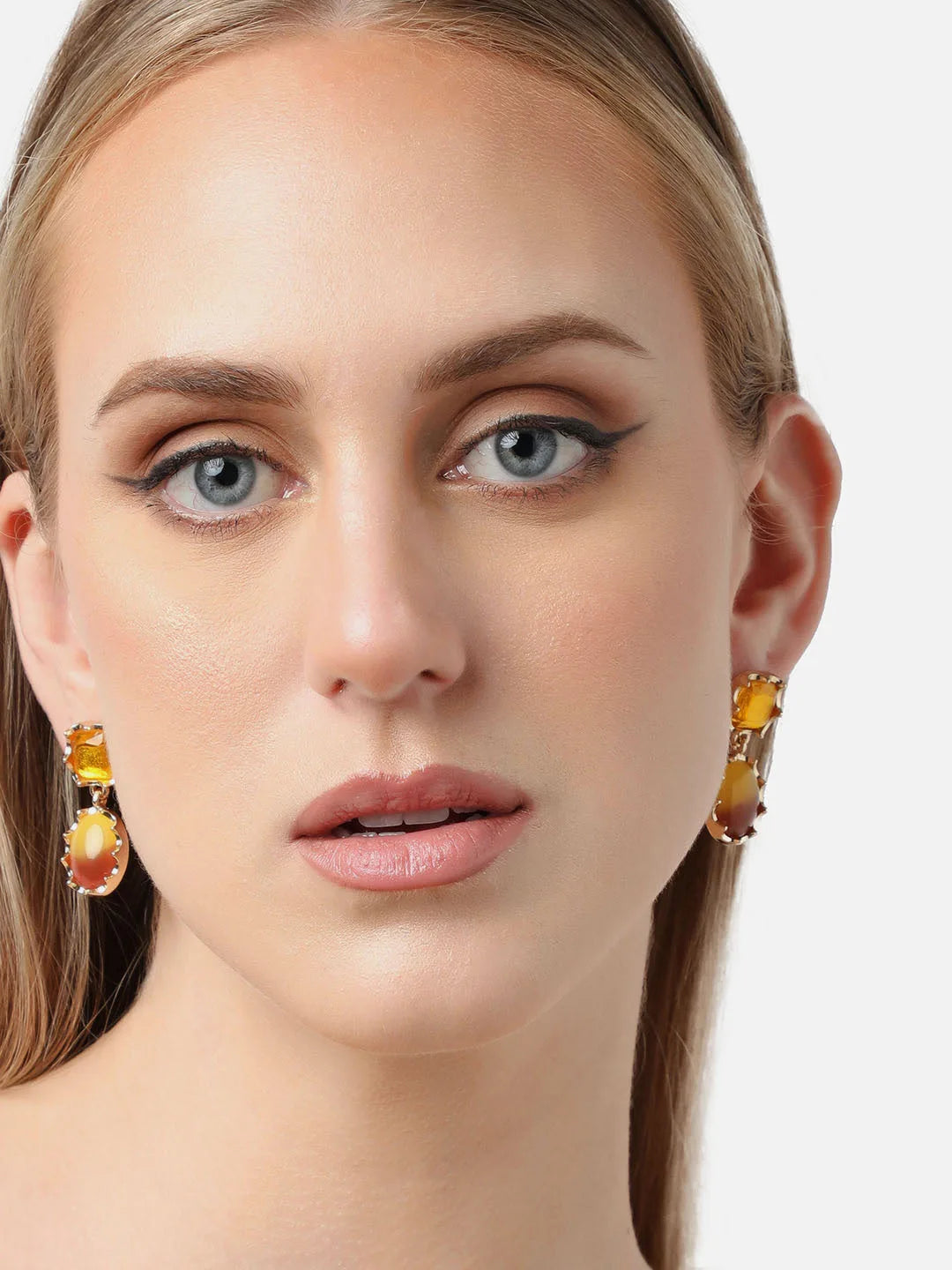 Gold Plated Party Designer Stone Drop Earring