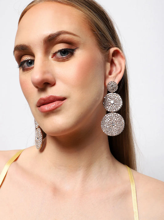 Gold Plated Party Designer Stone Drop Earring