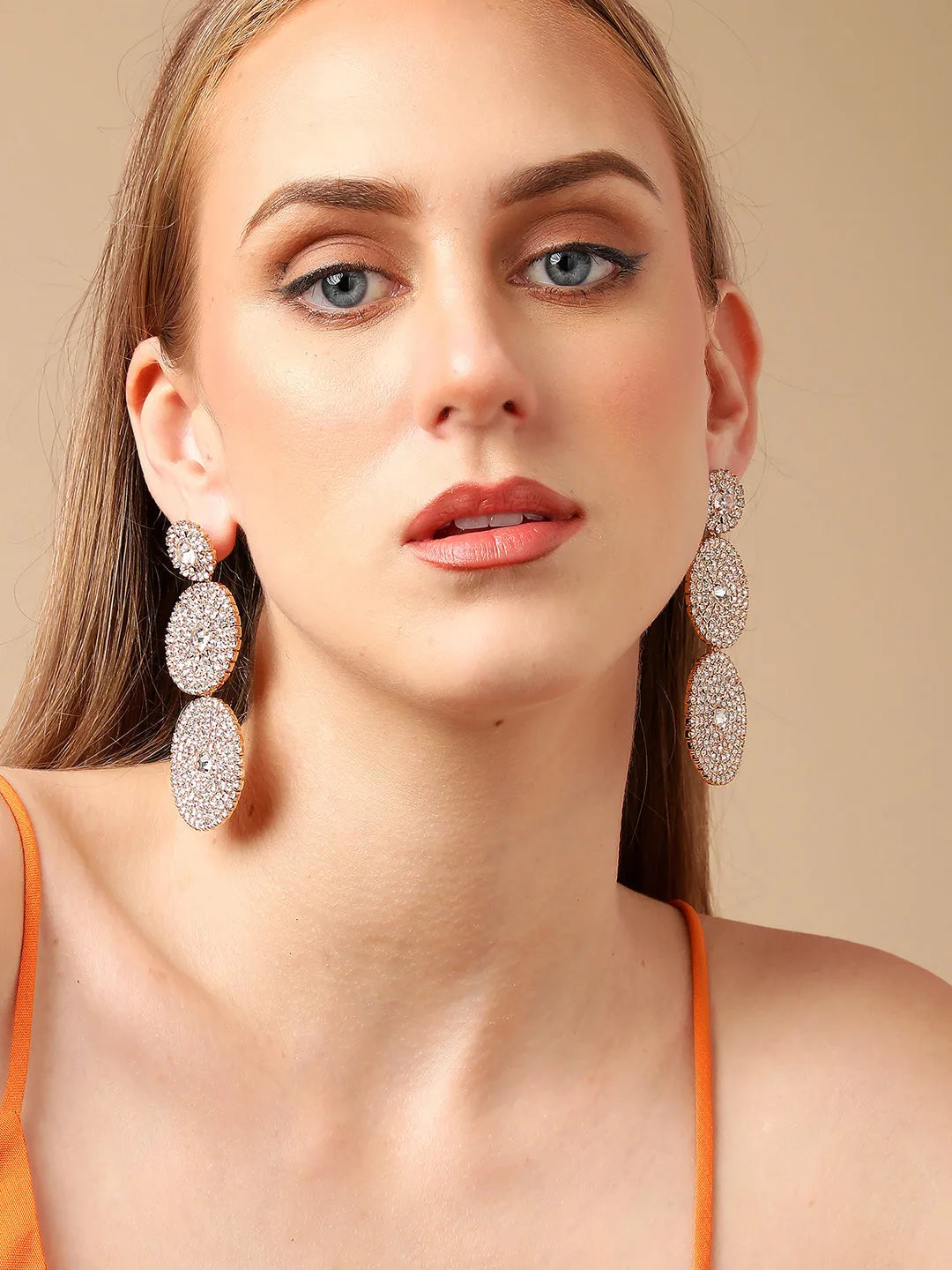 Gold Plated Party Designer Stone Drop Earring