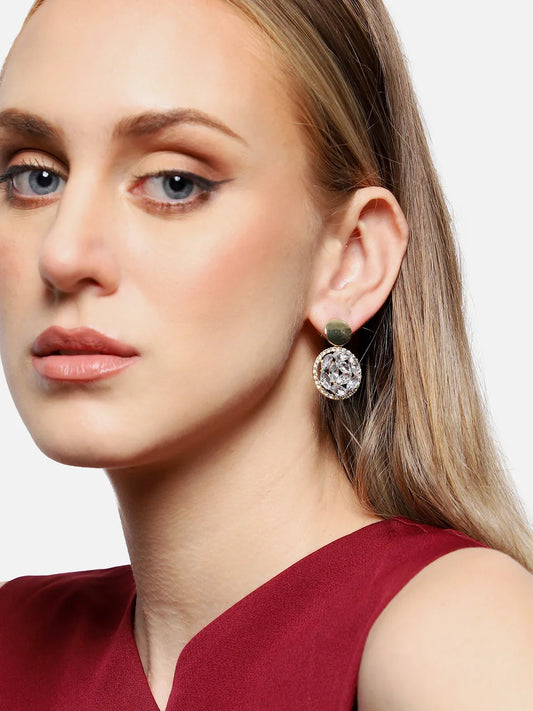 Gold Plated Party Designer Stone Drop Earring