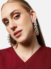 Gold Plated Party Designer Stone Hoop Earring For Women