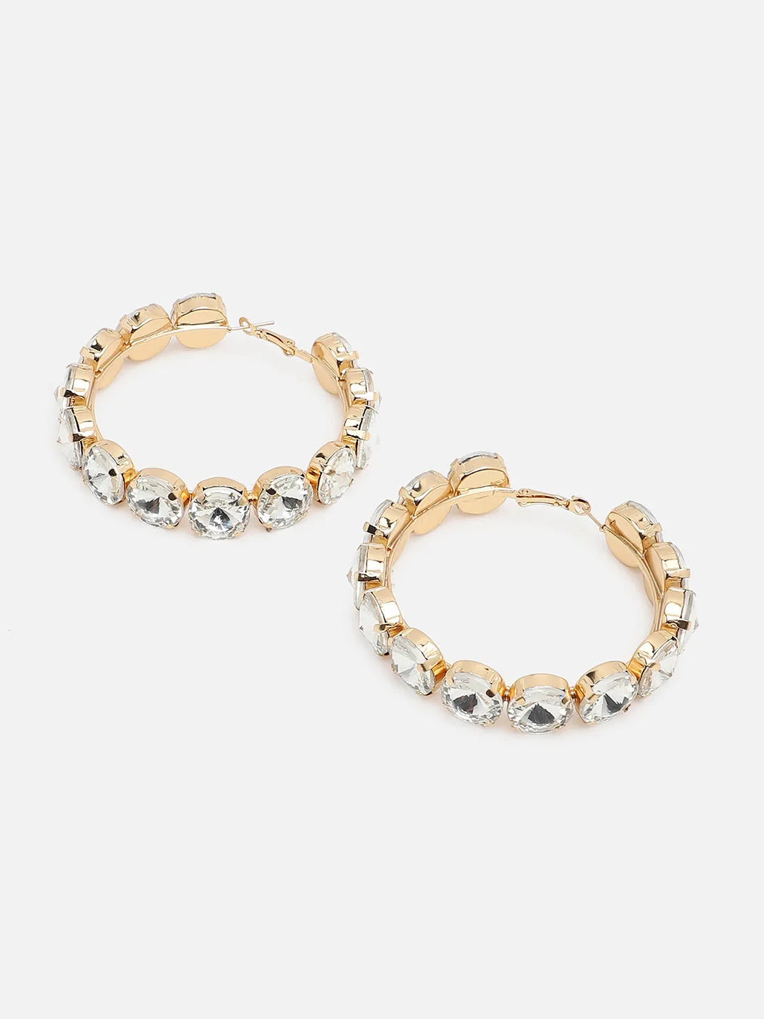 Gold Plated Party Designer Stone Hoop Earring For Women