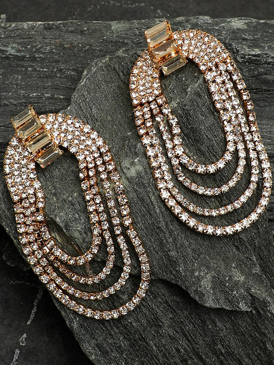 Gold Plated Party Designer Stone Drop Earring