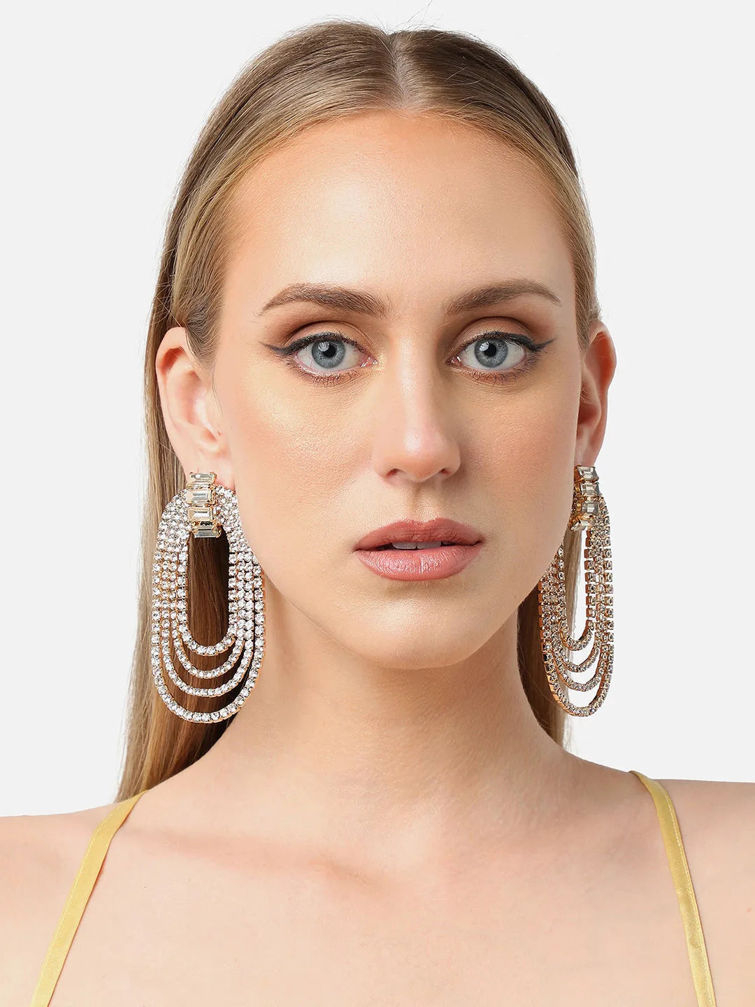 Gold Plated Party Designer Stone Drop Earring