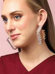 Gold Plated Party American Diamond Hoop Earring For Women