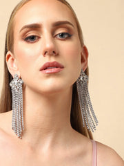 Silver Plated Party Designer Stone Drop Earring