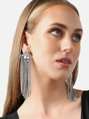 Silver Plated Party Designer Stone Drop Earring