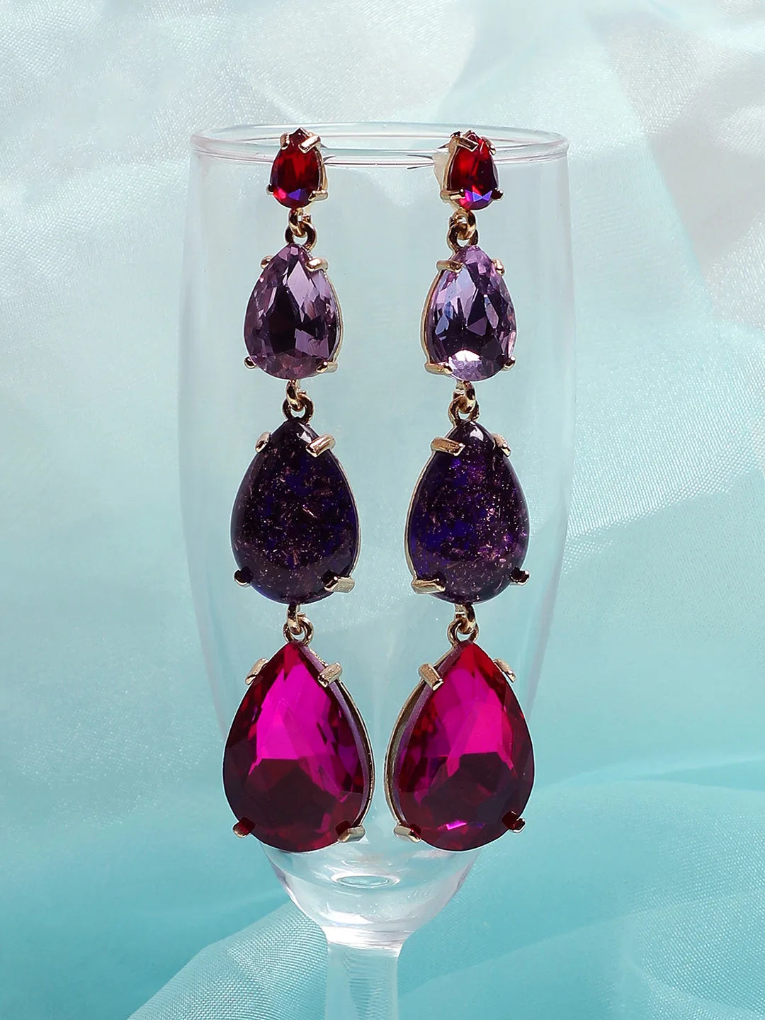 Gold Plated Party Designer Stone Drop Earring