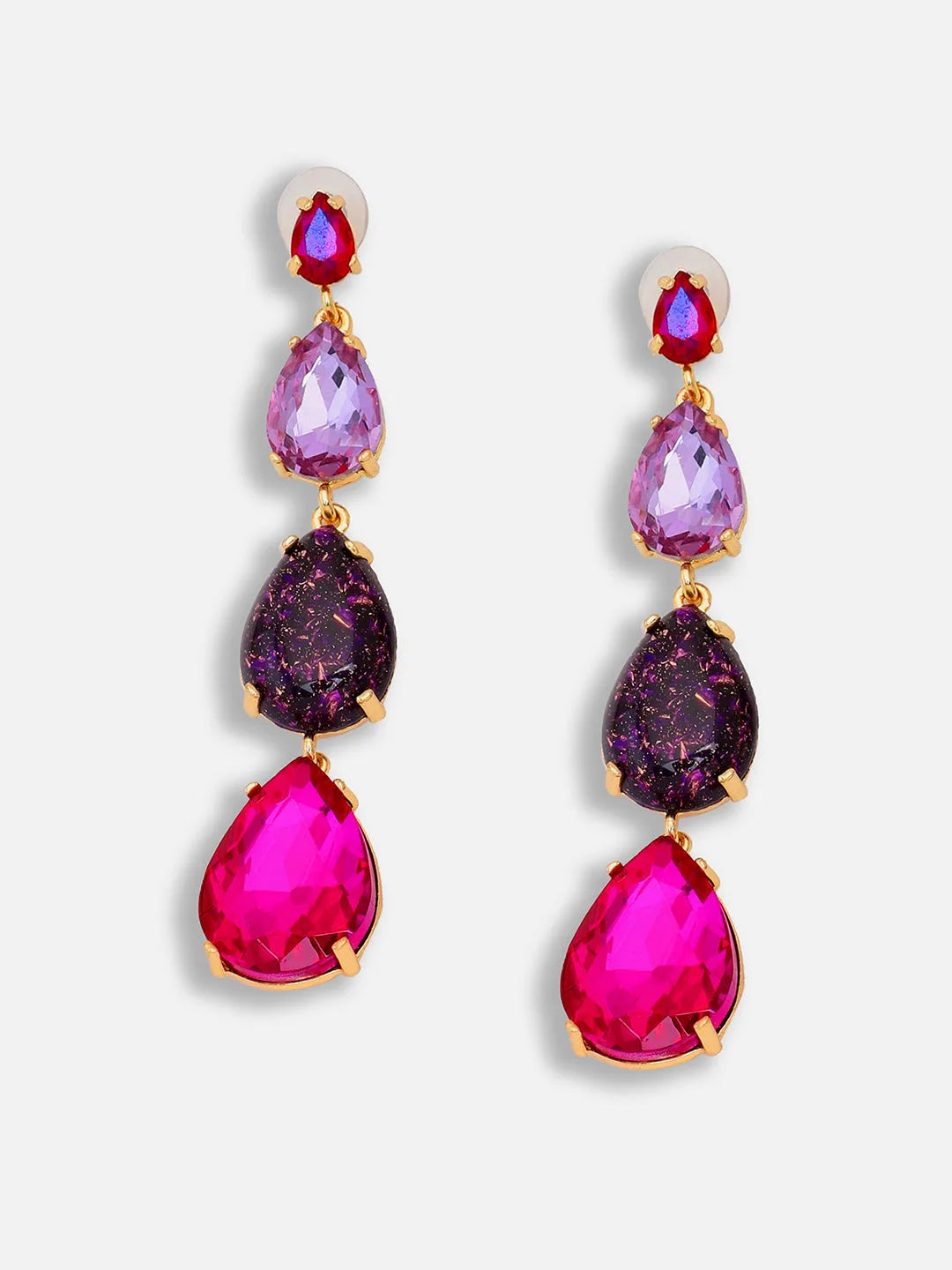 Gold Plated Party Designer Stone Drop Earring