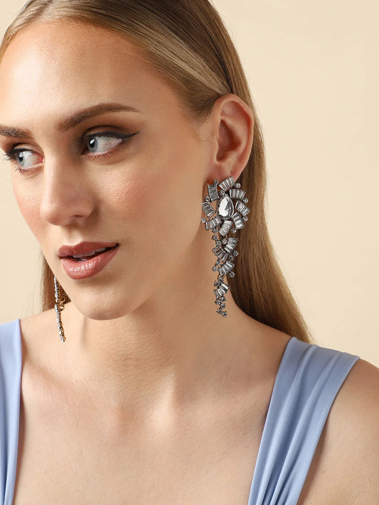 SOHI - Silver Plated Party Designer Stone Drop Earring