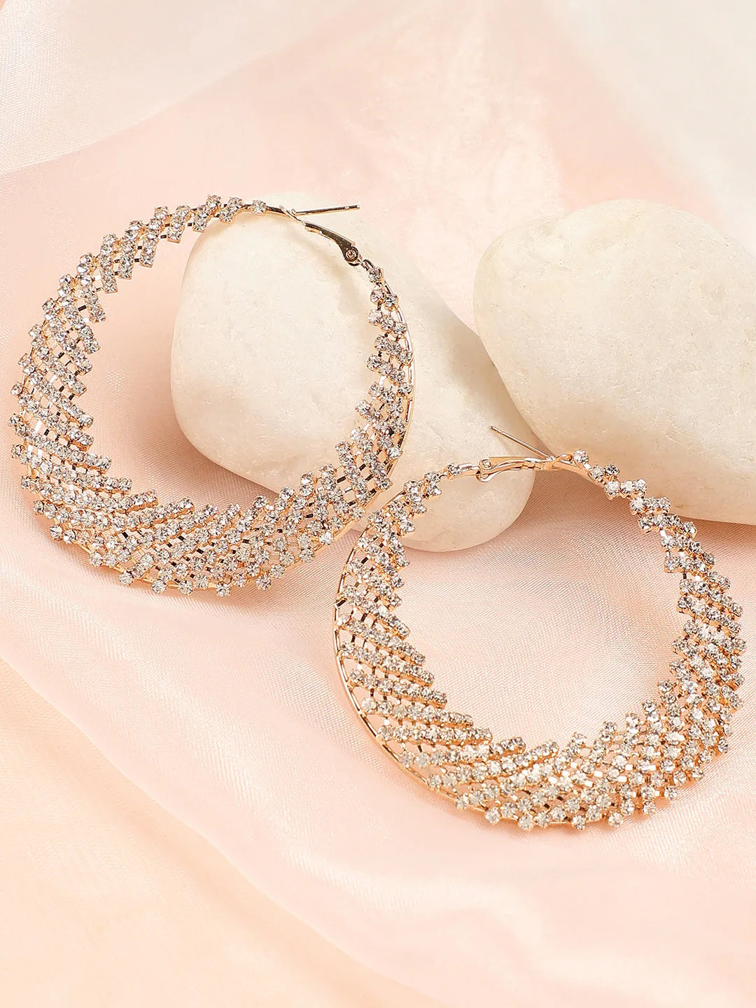 Gold Plated Party Designer Stone Hoop Earring